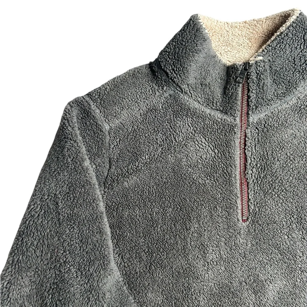 Trinity Men’s Gray‎ Sherpa Fleece Quarter Zip Pullover Jacket Size Large